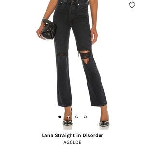 Agolde Lana Straight - Black Distressed